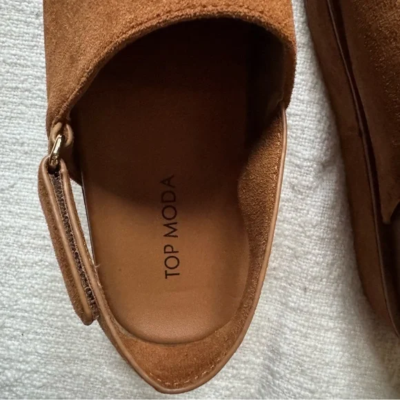 Women’s Suede Platform Slingback Clogs - Brown - Picture 4 of 7